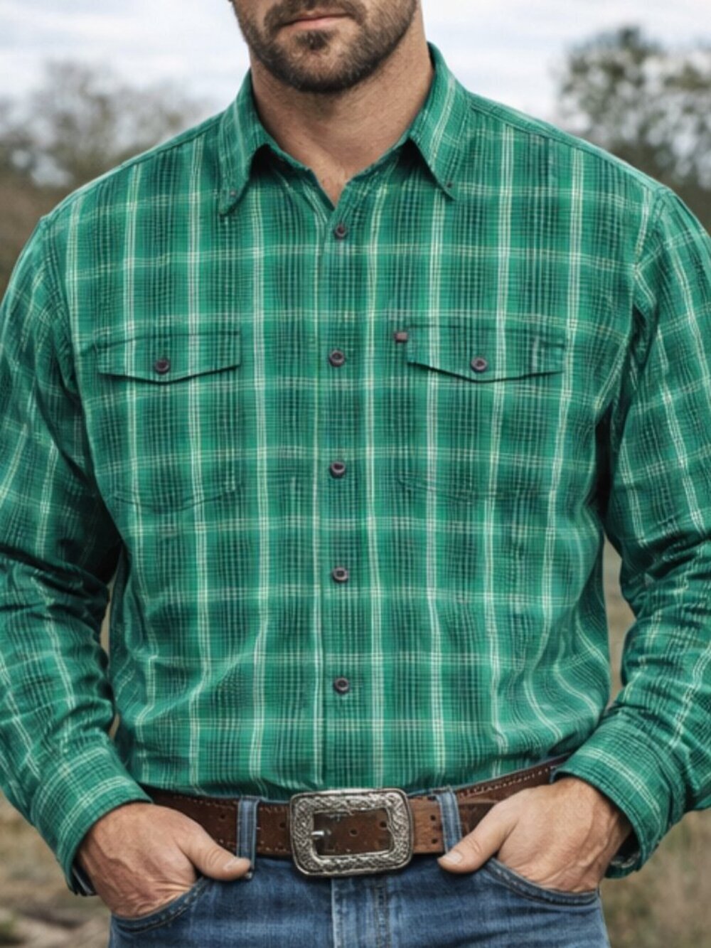 Polo Jeans Co Ralph Lauren Men’s Plaid Button Shirt XL Cowboy Western